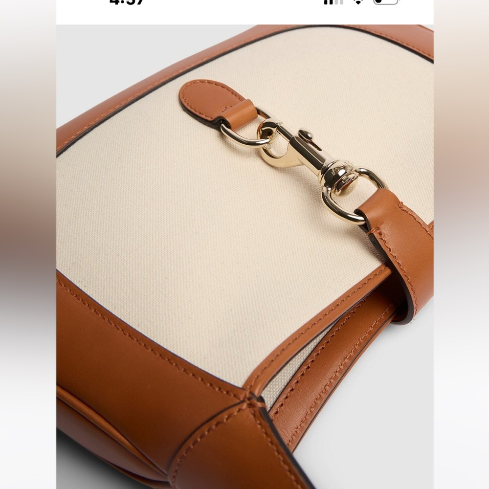 GUCCI Small Jackie Canvas Shoulder Bag
Brown leather (Calf), white canvas - Picture 13 of 16